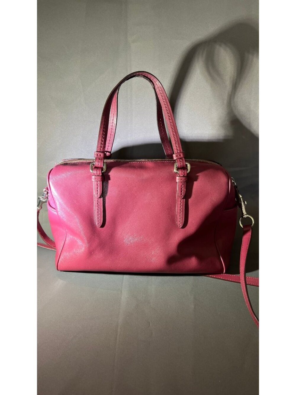 DAMAGED! Coach Peyton Leather Nancy Satchel Bag In Merlot E1492-F31403 - Picture 8 of 16